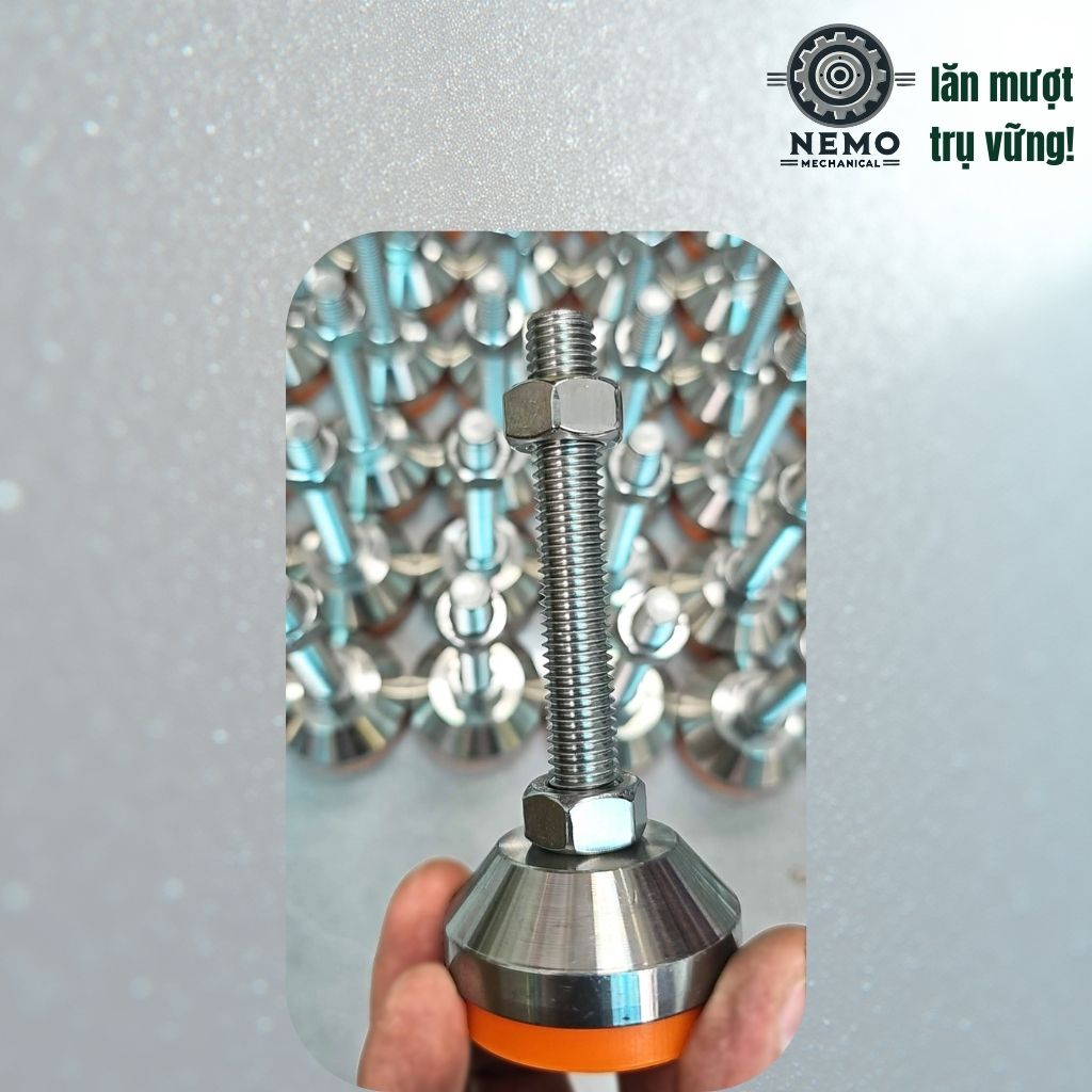 Chân Tăng Chỉnh Chịu Tải Nặng – Bát Thép Mạ Crom, Chịu Lực 1.5 Tấn (M10, M12)